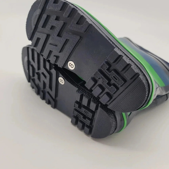 New Impidimpi BABY TODDLER BOYS RUBBER RAIN BOOTS Striped Navy Green SZ 8 - Picture 5 of 10